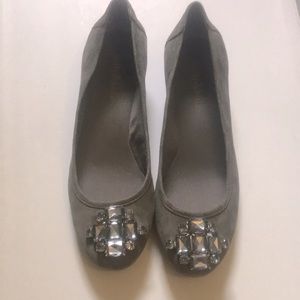 *SOLD* NWOT Kelly & Katie Jeweled Gray Suede Wedges - Size 6 - with box